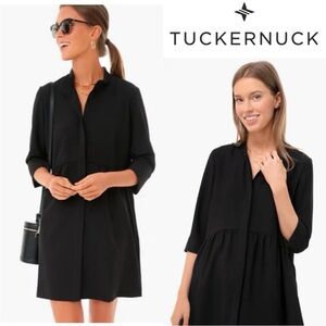 Tuckernuck Women's Black Royal Shirt Dress Mini Half Sleeve Size L